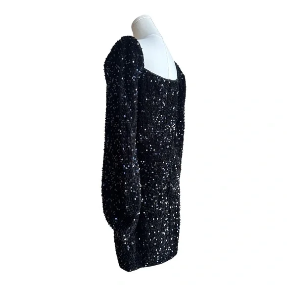 VC17 Black sequin long sleeve dress size medium - Picture 2 of 4
